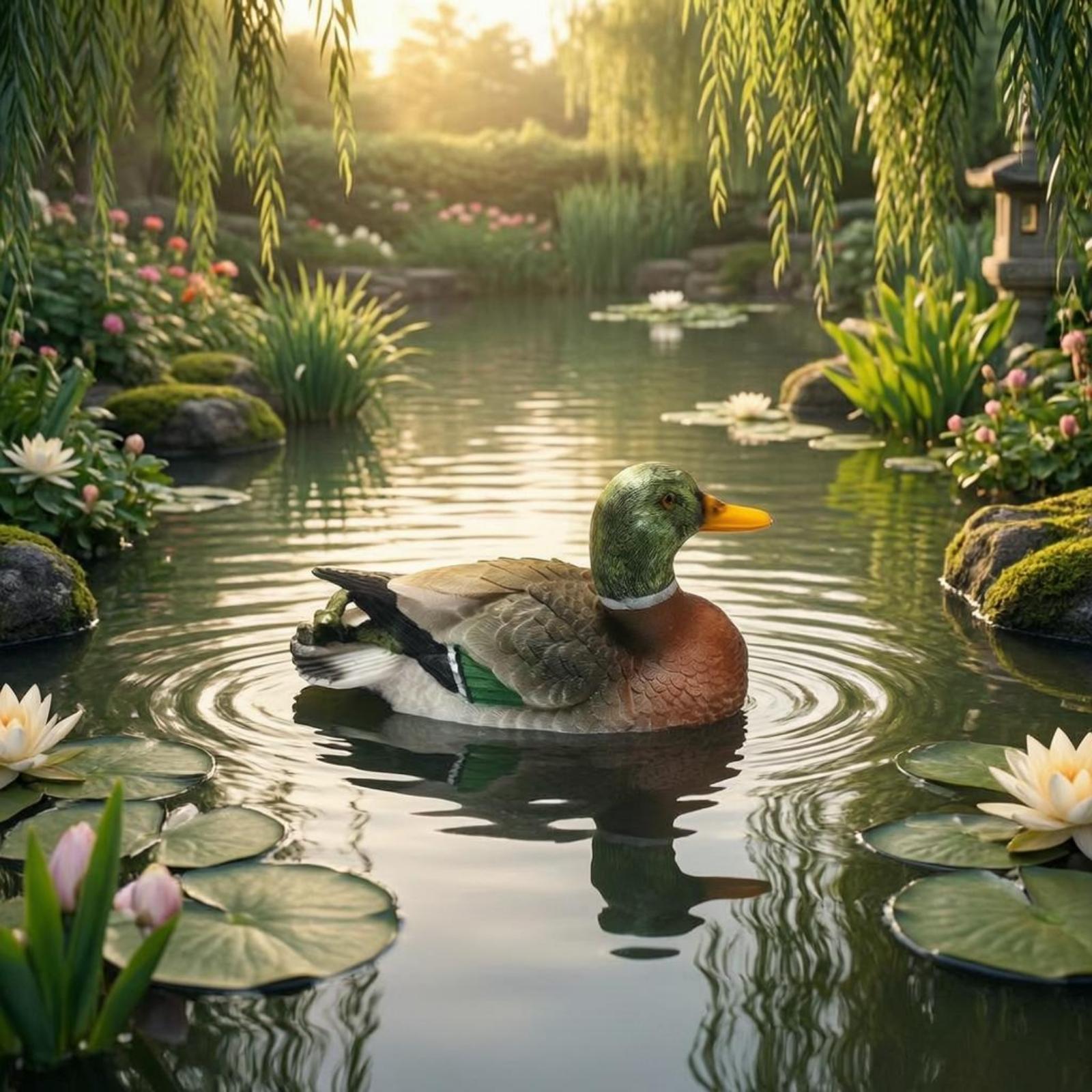 Resin Duck Figurine Outdoor Po - Aquarium 评论和价格